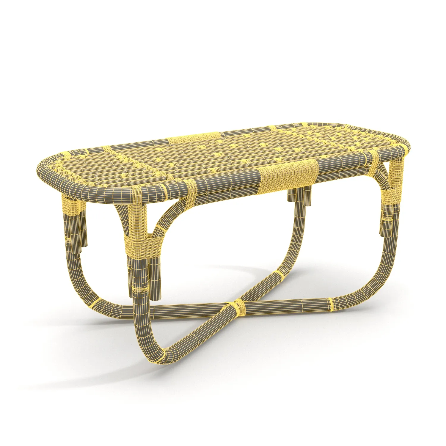 Italian Bamboo and Rattan Bench PBR 3D Model_07